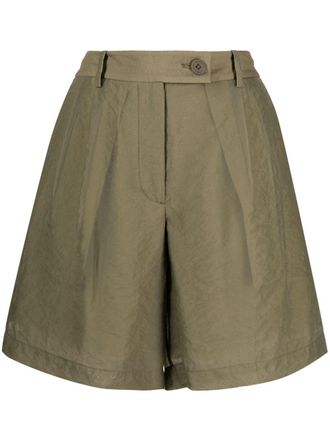 Helmut Lang Geplooide shorts - Groen