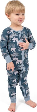 Leveret Viscose Matching Family Holiday Pajama Sleeper, Reindeer & Polar Bear Prints at Nordstrom, Size 12-18M