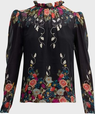 Saloni Mel-B Floral Silk Georgette Blouse