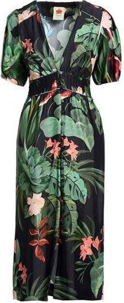 Farm Rio MIDNIGHT MACAW FIESTA BLACK V NECKLINE SHORT SLEEV