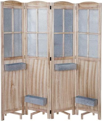 Hhg nunca usado] Pantalla 646 cestas de plantas, separador de ambientes tabique español pared pantalla de privacidad, madera metal 170x161x29cm