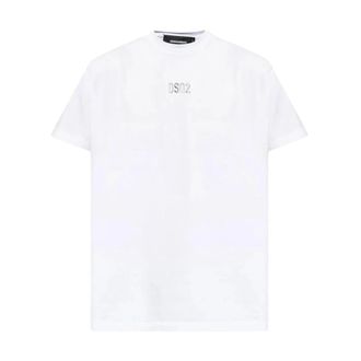 Dsquared2 Embossed Logo Katoenen T-shirt - Heren - Tops - Wit - Maat: S Katoen