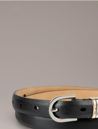 Calvin Klein Womens Mixed Metal 2-Pack Belt - Black - XS
