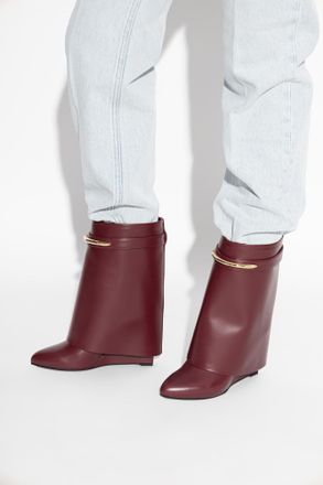 Givenchy Leather Wedge Ankle Boots, Womens, Burgundy