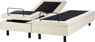 Beliani Cama matrimonial de tejido beige 160x200