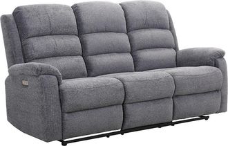 Vente-Unique Sof&aacute; de 3 plazas relax el&eacute;ctrico con tableta NEVERS de tela - Gris