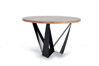 Giner&Colomer Mesa de comedor en madera acacia natural y patas de metal negro