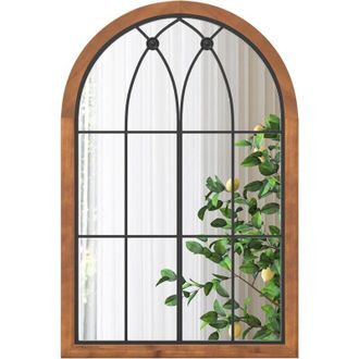 Costway Costway - Espejo De Pared 60 X 90cm, Espejo Con Acabado De Ventana Arqueada, Espejo En Forma De Marco De Ventana Con Tablero Trasero, Espejo Con Marco