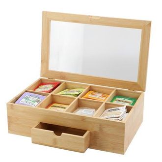 MegaChef Wood Tea Box Organizer in Bamboo at Nordstrom