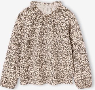 Vertbaudet M&auml;dchen Langarm-Blusenshirt mit R&uuml;schenkragen vanille