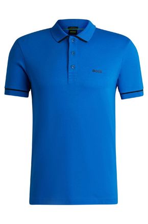 HUGO BOSS Herenpolo van Boss Paule Interlock-katoen in slim fit-stijl, blauw