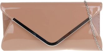 Girly HandBags Womens Glossy Oversized Clutch Bag (Dark beige)