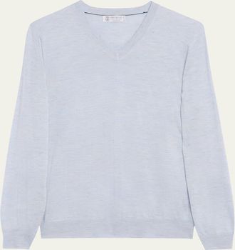 Brunello Cucinelli Mens Cashmere-Blend V-Neck Sweater