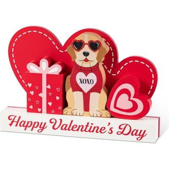 Glitzhome 12L Set of 4 Valentines Wooden Table Block in Red at Nordstrom, Size Medium