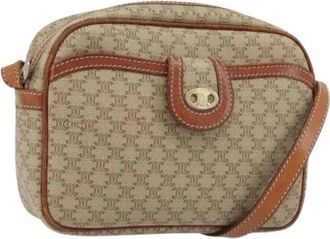 Celine Pre-owned Cross Body Bags, female, Beige, Size: ONE SIZE Pre-owned Macadam Canvas Shoulder Bag
