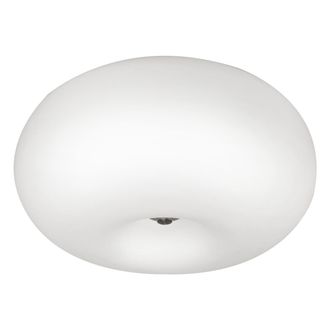 Loops Wall Flush Ceiling Light Satin Nickel Shade White Glass Opal Matt Bulb E27 2x60W in Metallics
