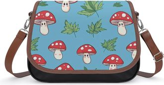 Generic Cute Weed-Mushroom Pattern Small Womens Crossbody Bags Shoulder Handbag with Adjustable Strap for Travel