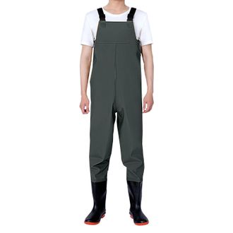 Generic Waders Fishing Boots Fishing Trousers with Braces Breathable Crosswater Waders Tall Mens Jumpsuits (Green, 44)