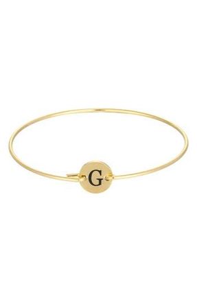 Adornia Tarnish Resistant 18K Gold Plated Initial Bangle Bracelet in Gold-G at Nordstrom Rack