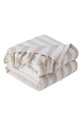 Southshore Fine Linens Striped Cotton Luxury Throw in Taupe at Nordstrom Rack