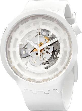 Swatch C-White Quartz Skeleton Dial Mens Watch SB03W100