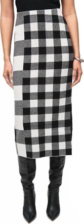 Joseph Ribkoff Plaid Pencil Skirt In Black/vanilla