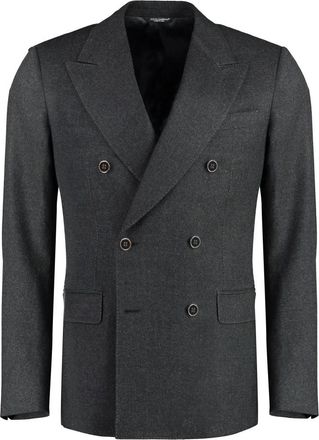 Dolce & Gabbana Double-breasted wollen blazer - Heren - Blazers - Grijs - L - Wol - Jassen