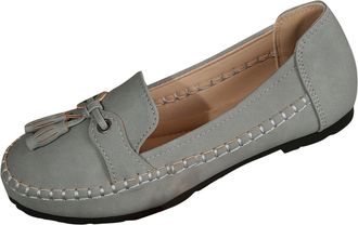 Generic Ladies Loafers Slip On Casual Flat Shoes Solid Color Comfortable Stylish Lightweight Breathable Classic Pumps Shoes Work Office Walking Gray