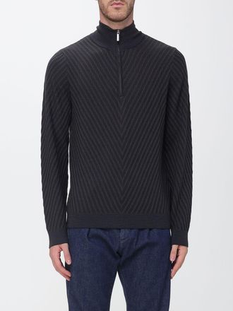 Emporio Armani Dolcevita slim fit in lana vergine con motivo chevron
