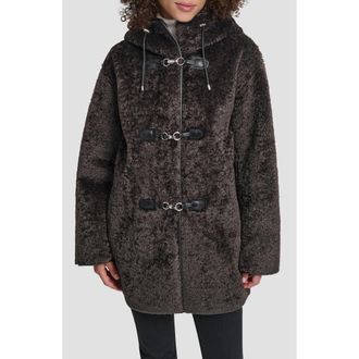DKNY Faux Fur Toggle Hooded Jacket in Bitter at Nordstrom Rack, Size Medium