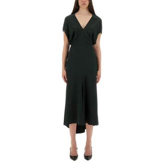 Victoria Beckham Midi Dresses, female, Green, Size: 2XS Blouson Midi Dress