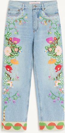 Valentino Embroidered Denim Trousers Woman DENIM/MULTICOLOUR 25