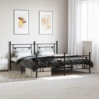 vidaXL Vidaxl - Estructura Cama Sin Colch&oacute;n Con Estribo Metal Negro 183x213 Cm