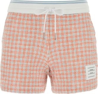 Thom Browne Light Orange Checked Tweed Track Shorts