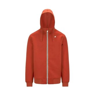 K-Way Rode Sweater met Verstelbare Capuchon - Heren - Vesten met rits - Rood - M - Polyester - Hoodies & sweatvesten