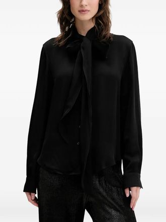 HUGO BOSS tie-neck long-sleeve shirt - women - Fabric - 38 - Black