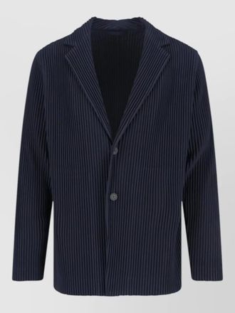 Homme Pliss&eacute; Issey Miyake single breasted pleated texture blazer jacket