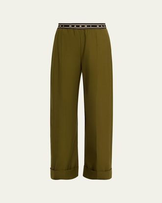 Marni Tropical Wool Logo Band Straight-Leg Trousers