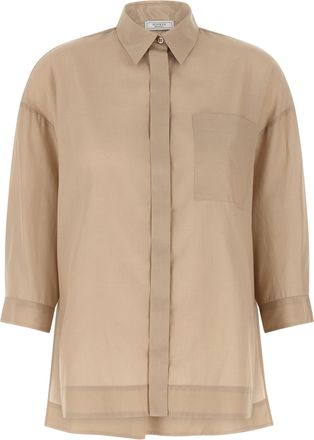 PESERICO Asymmetric Hem Shirt Camicie Beige-Donna