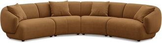 Castlery Auburn Curve L-Shape Sectional Sofa Customized, Caramel Performance Fleece, Spill Resistant, Modular for Sofas, Castlery