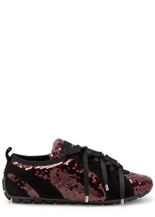 Simone Rocha Simone Rocha Ballerina Grip Sequin-embellished Suede Sneakers - Dark Red - 40 (IT40 / UK7)