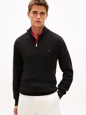 Tommy Hilfiger Textured Quarter-Zip Mock Neck Jumper