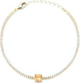 Sphera Milano 14K Gold Plated Cubic Zirconia Tennis Bracelet in Gold/orange at Nordstrom Rack