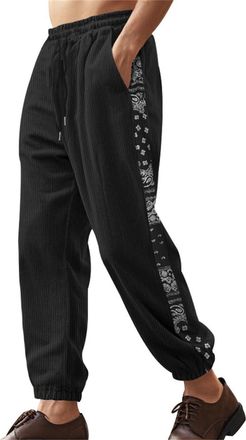 Generic Mens Winter Trousers Jogging Trousers For Men Loose Fit Comfortable Corduroy Trouser Thickened Thermal Plush-Lined Trouser Street Style Casual Pants T