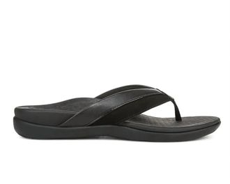 Vionic Womens Shore Thong Sandals In Black Suede