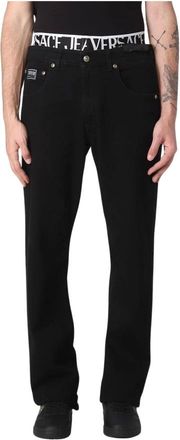 Versace Jeans Couture Jeans, Heren, Zwart, W34, Denim, Moderne Zwarte Straight Leg Jeans