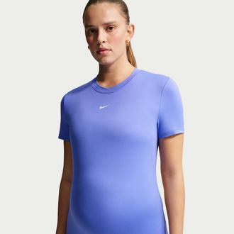 Nike Womens (M) One Dri-FIT Slim-Fit Short-Sleeve Top (Maternity) in Blue | FN5001-570