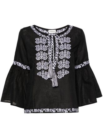 P.A.R.O.S.H. Ciclone blouse met geborduurde bloemen - Zwart
