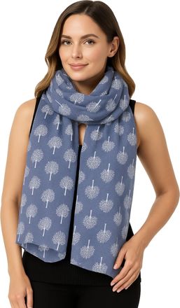 World of Shawls New Ladies Womens Celebrity Style Long Scarf Scarves Maxi Sarong Sale (Denim Blue With White Mulberry Tree Print Scarf)