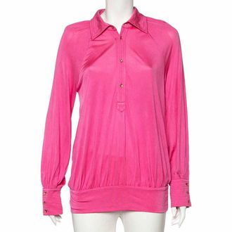 Roberto Cavalli Class by Roberto Cavalli Pink Silk Knit Button Front Top M